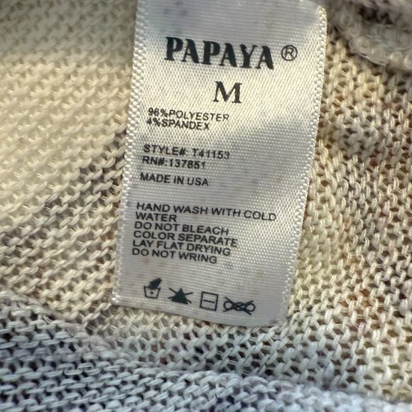 Papaya Women's Med Long Sleeve Pullover Sweater Cream with an Earthy Boho Design - Picture 6 of 6